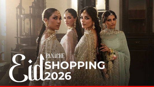 Four muslim females in traditional suits with text Eid Shopping 2026