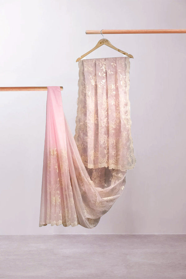 Pink Organza Silk Party Wear Saree